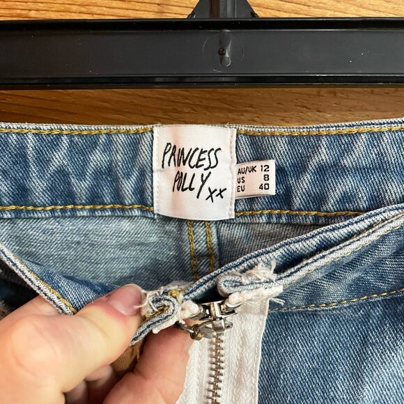 Princess Polly Circle Front Zip Up Jeans sz 8 - Picture 6 of 13